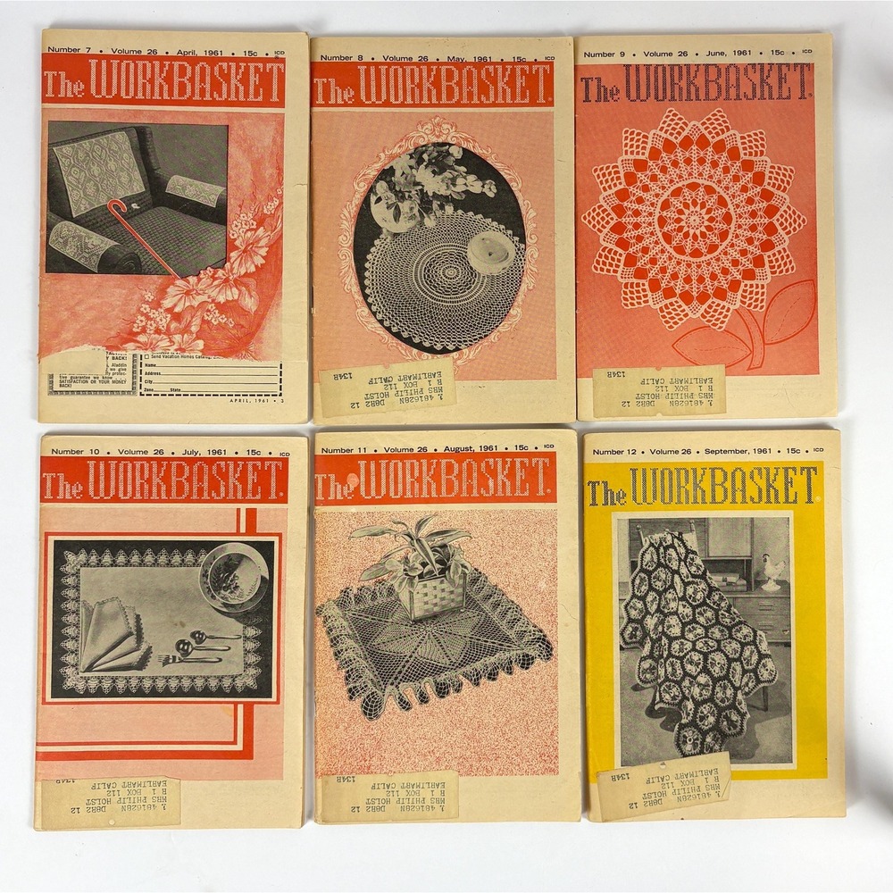1961 The Workbasket Magazine Vol 26 Lot of 12 Retro Knitting Crochet Patterns - Picture 3 of 8
